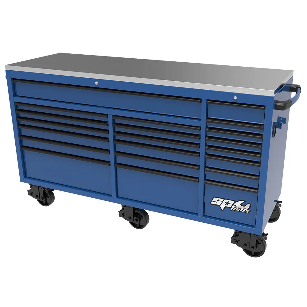 SP TOOLS 73" 21 Drawer USA Sumo Series Roller Cabinet Blue/Black SP44825BL