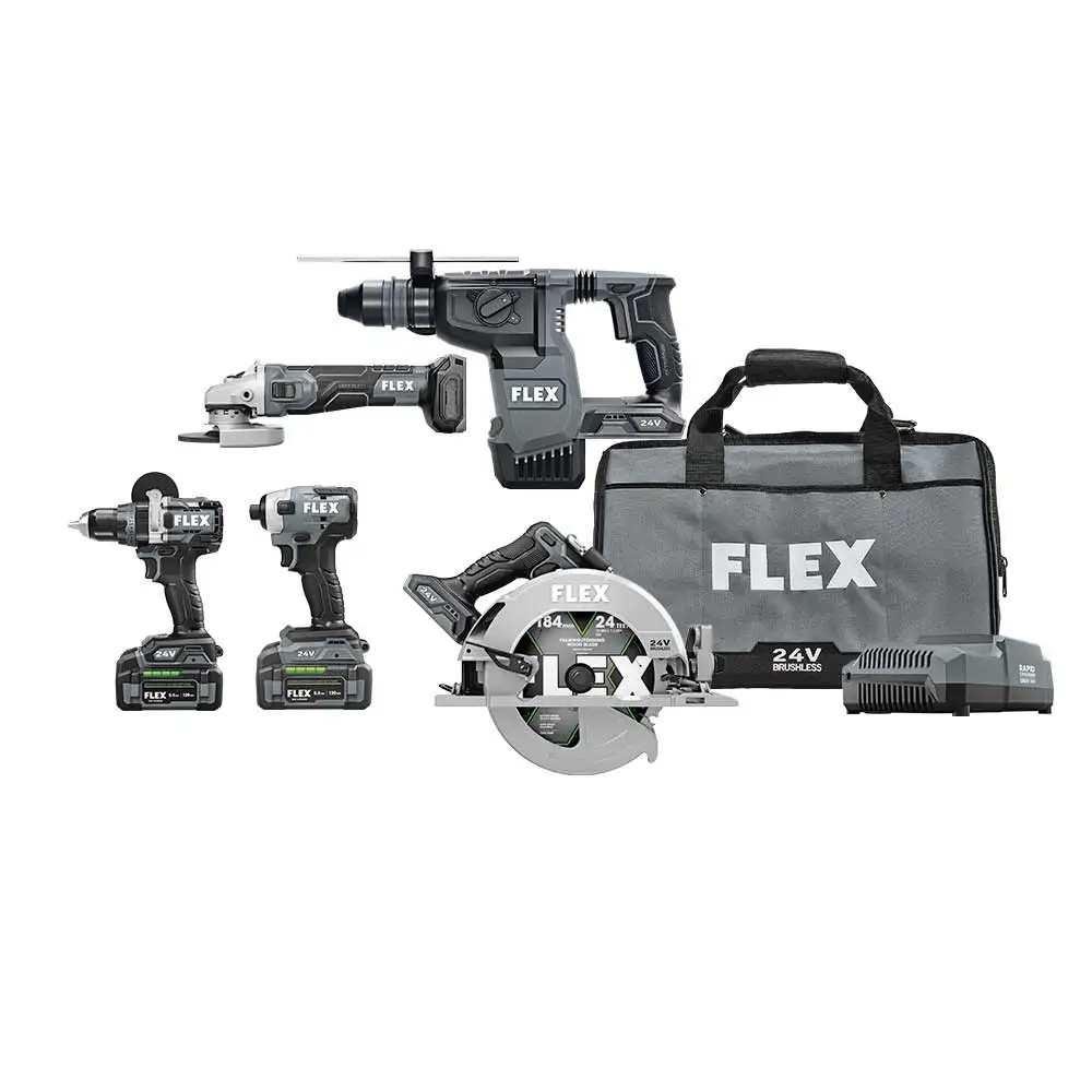 FLEX 24V 5 Piece 2 x 5.0Ah Combo Kit FXMA502-2C