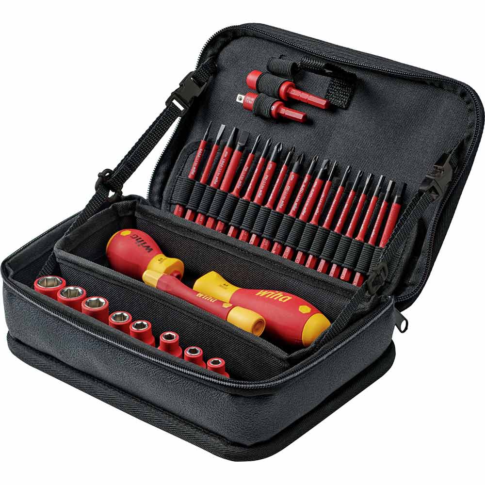 WIHA VDE Drivers In Nylon Zip Case Electricians Tool Kit - 31 Piece 43465