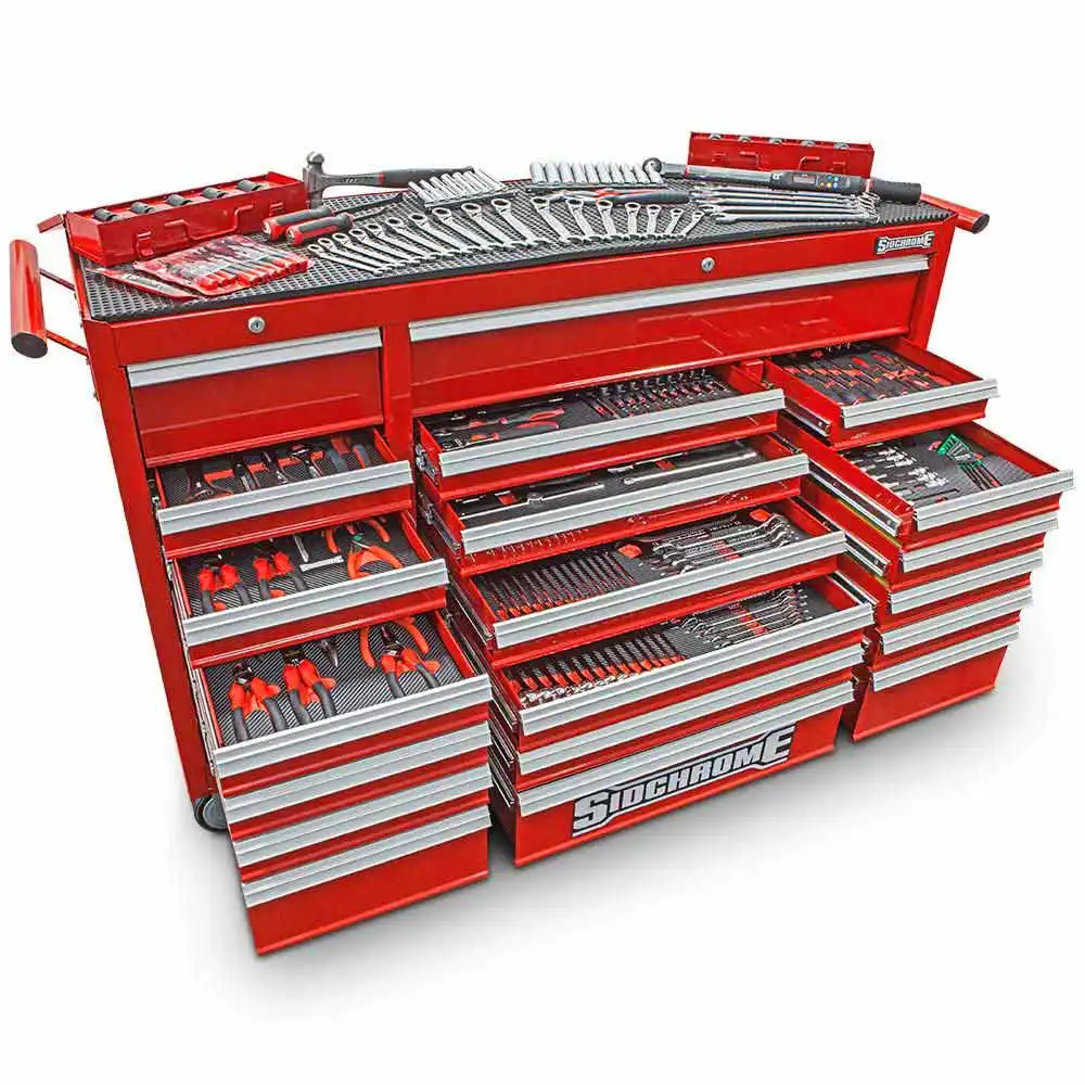SIDCHROME 523 Piece Tool Kit & 20 Drawer Triple Bank Roll Cab