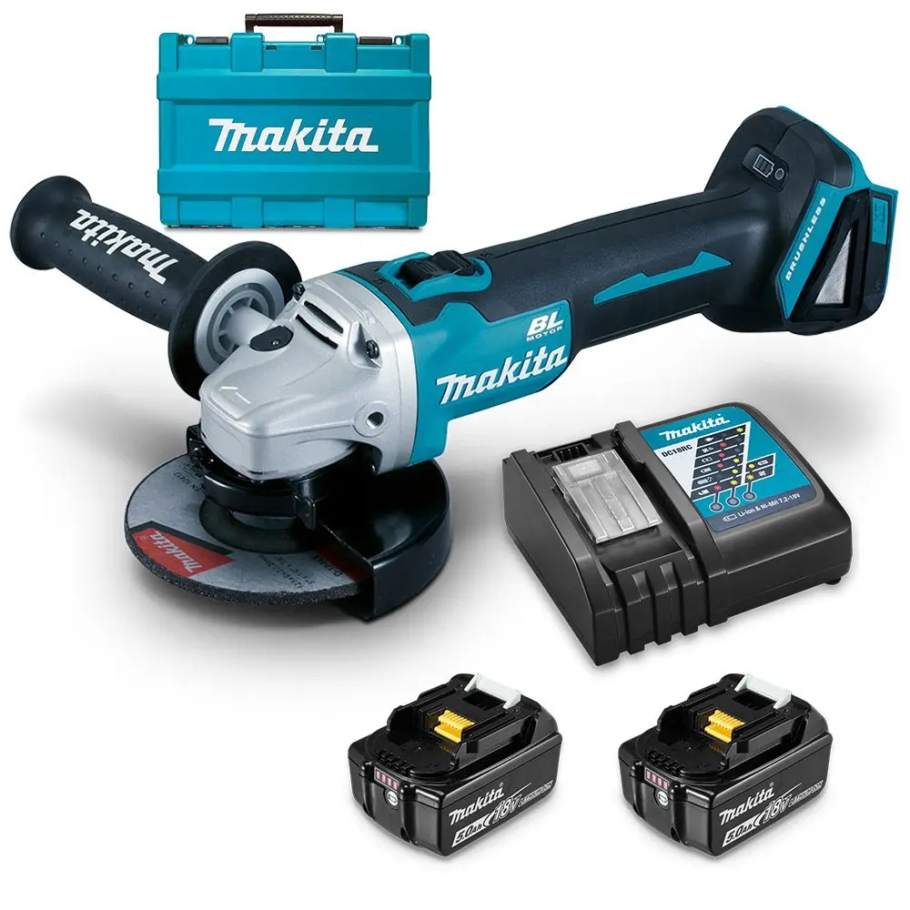 MAKITA 18V Mobile Brushless 2 x 5.0Ah 125mm Angle Grinder Kit DGA505RTE