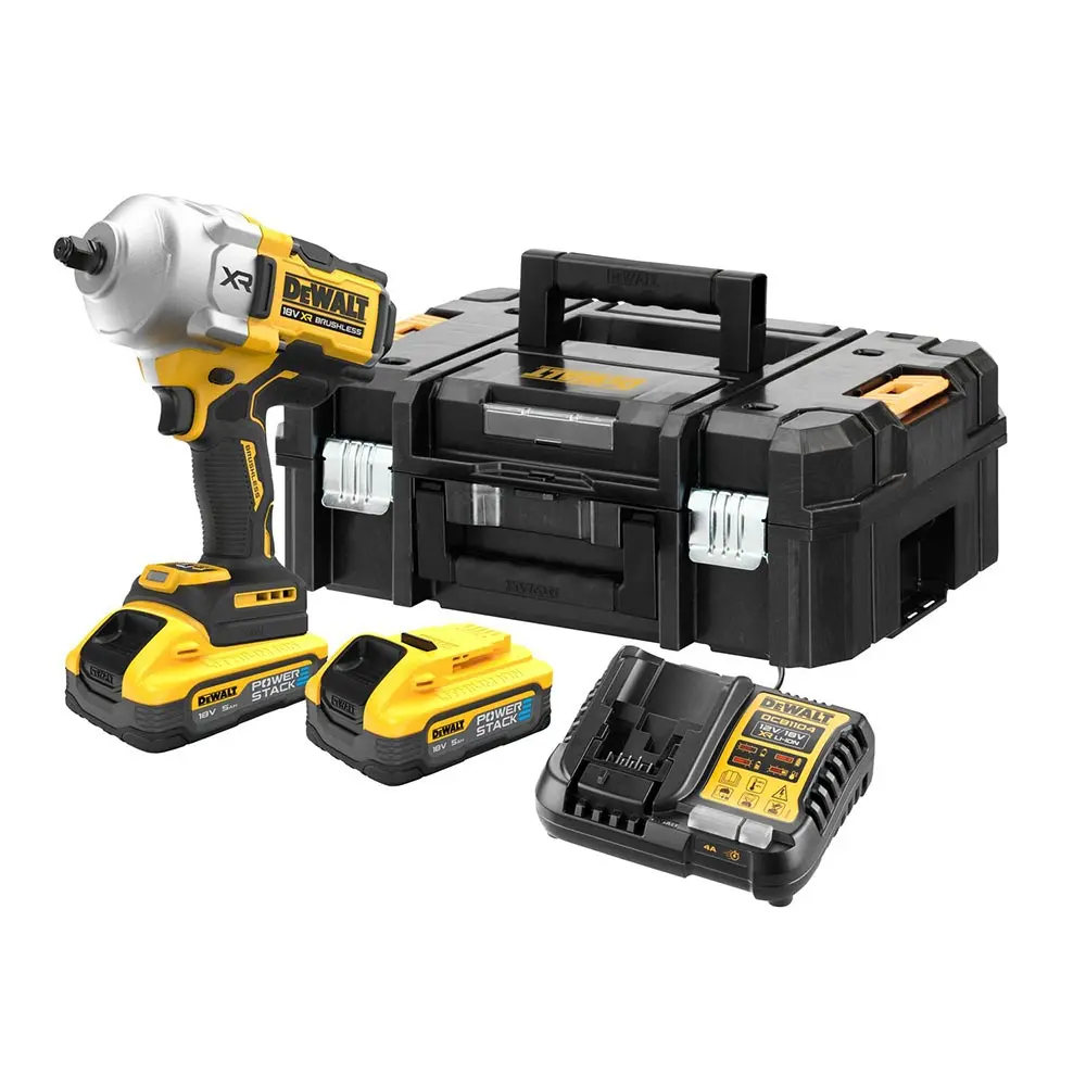 DEWALT 18V XR Brushless 1/2inch 2 x 5.0Ah Premium High Torque Impact Wrench Kit DCF961H2T-XE