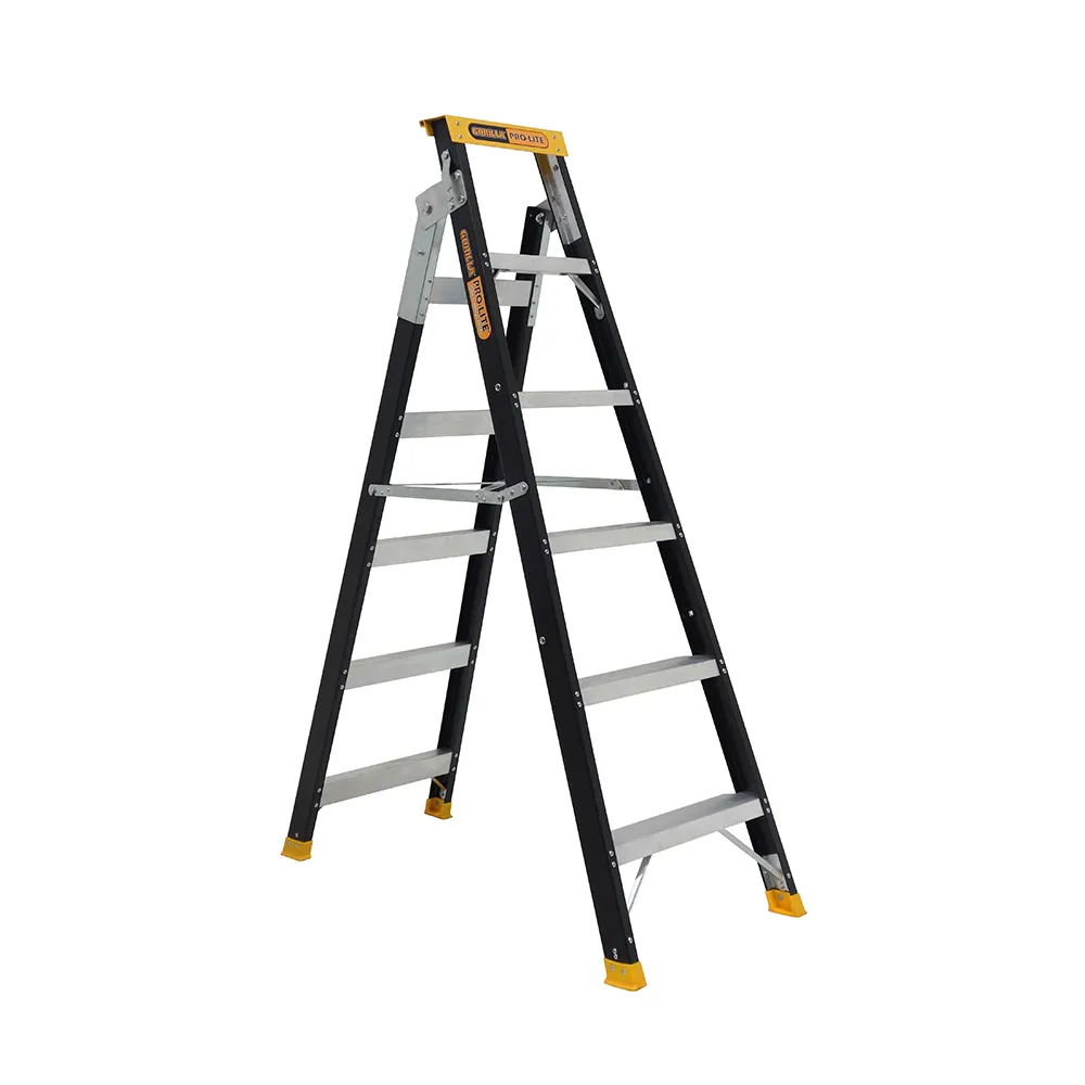 GORILLA 150kg Pro-Lite 6 Step Fibreglass Dual Purpose Ladder FDM006-PRO
