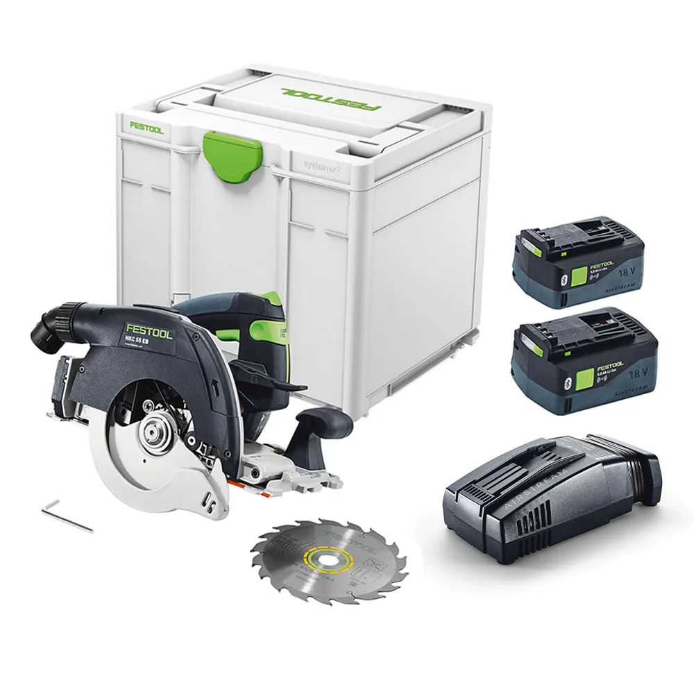 FESTOOL HKC 55 18V 160mm 2 X 5.0 Bluetooth Circular Saw Kit 577443