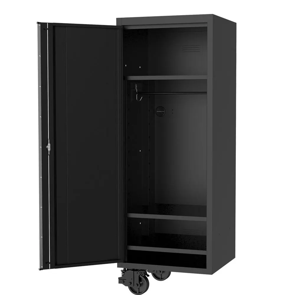 SP TOOLS 27inch USA Sumo Series Side Cabinet - 3 Fixed Shelves & Clothes Hang Rail - Black/Chrome SP44885