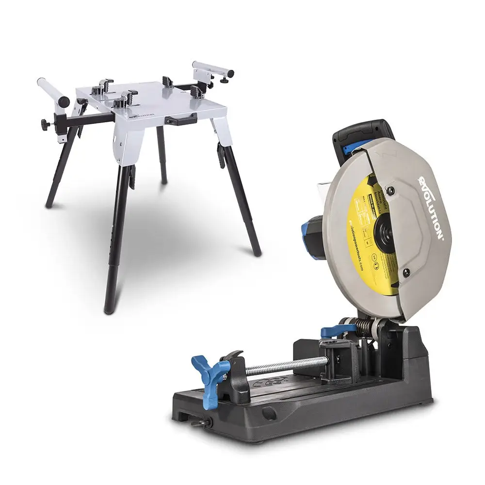 EVOLUTION 355mm 220W Cold Cut Saw + Stand Kit KIT24599