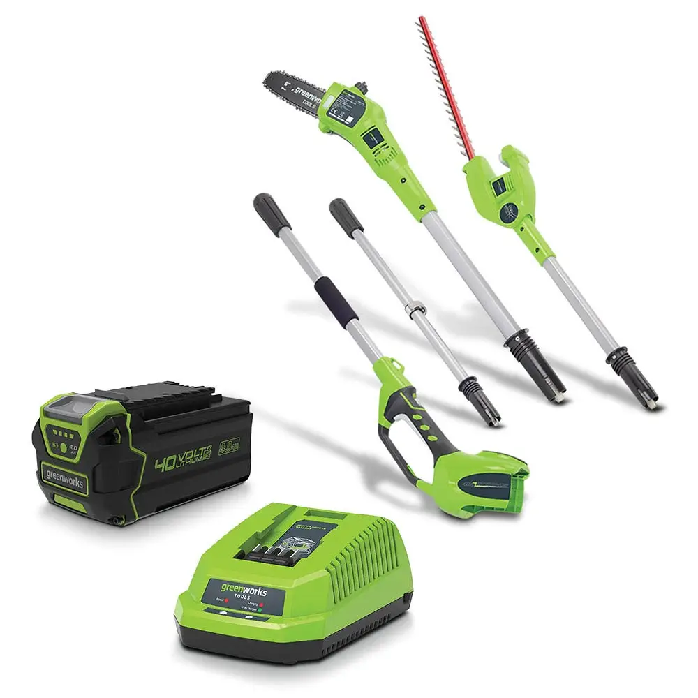 GREENWORKS 40V 1 x 4.0Ah 2-in-1 Pole Saw & Hedge Trimmer Kit 1300607AU-Kit