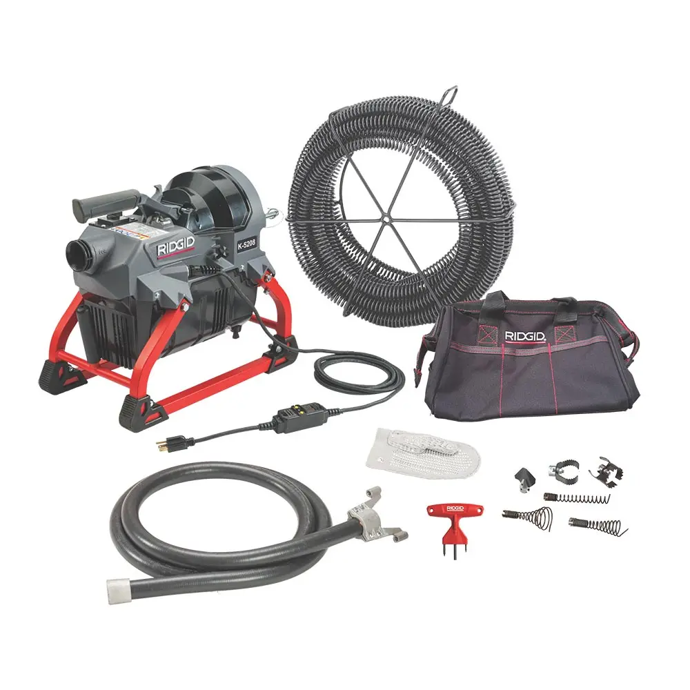 RIDGID Drain Cleaner Machine K-5208 w. 4 C11 Cables, A-8 Cable Carrier and Toolbox 64248