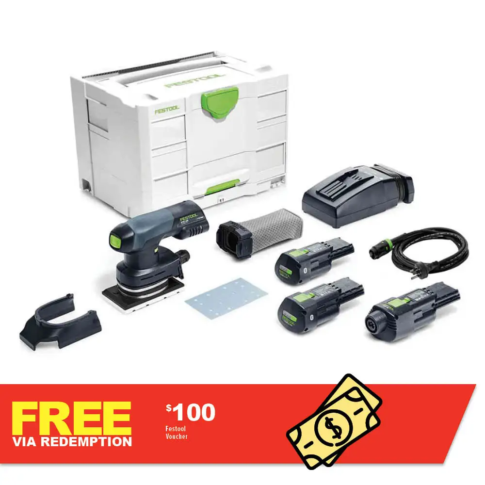 FESTOOL RTSC 400 18V 80mm x 133mm Cordless Orbital 1/4 Sheet Sander Bluetooth 3.0Ah Set in Systainer 578136