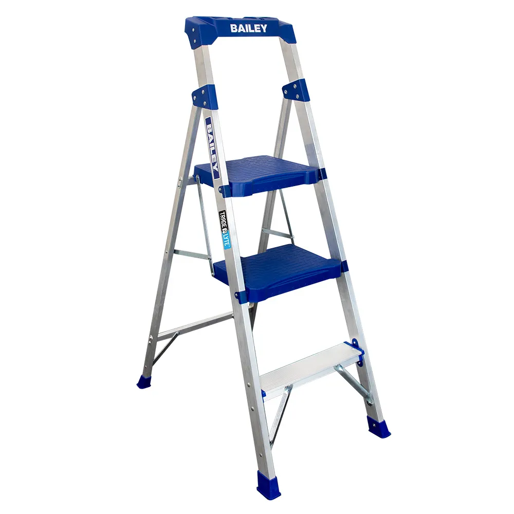 BAILEY 3 Step 135kg Aluminium Industrial Twin Platform Ladder FS14040
