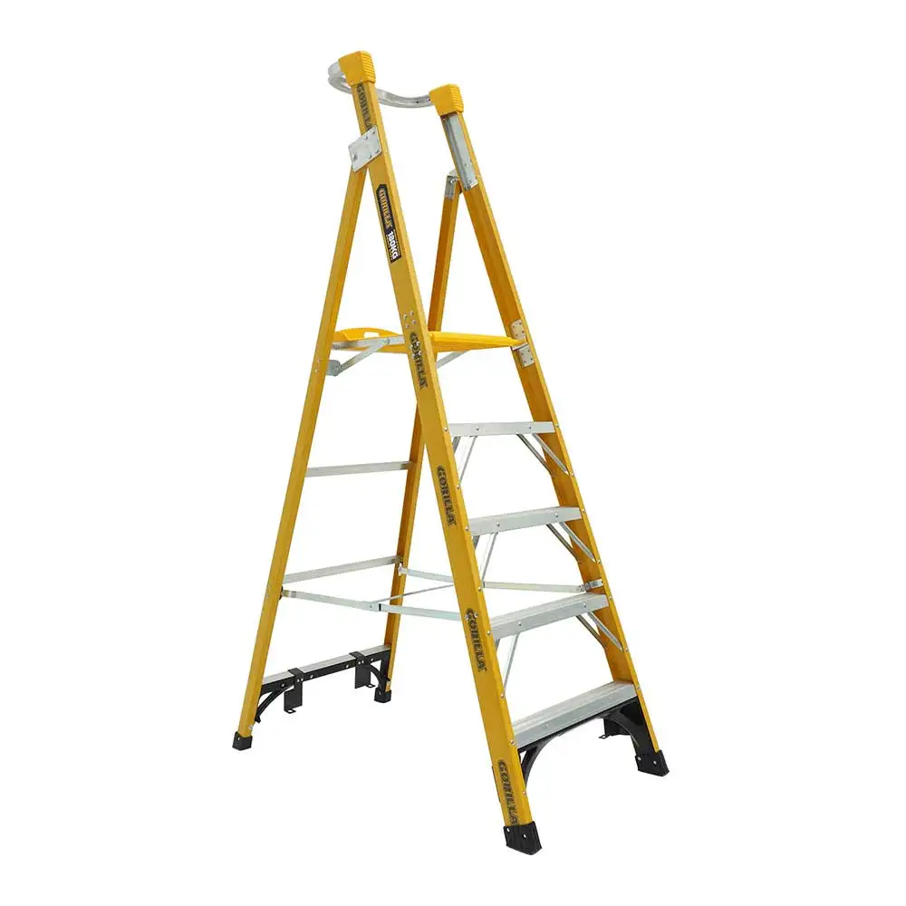 GORILLA 1.5m 180kg Heavy-Duty Fibreglass Platform Step Ladder FPL005-HD