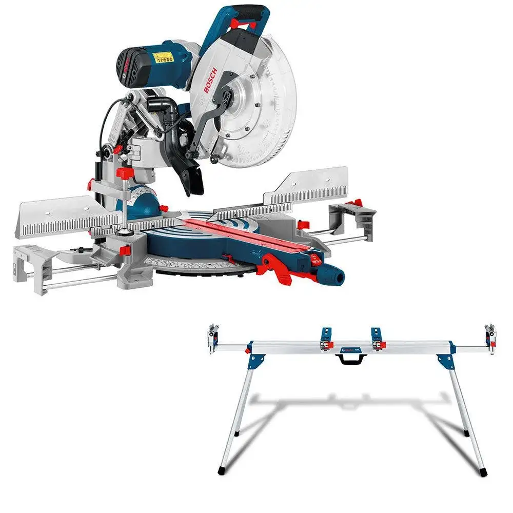 BOSCH 2000W 305mm (12") Gliding Compound Mitre Saw + 3.8m Folding Mitre Saw Stand 0615990J2B