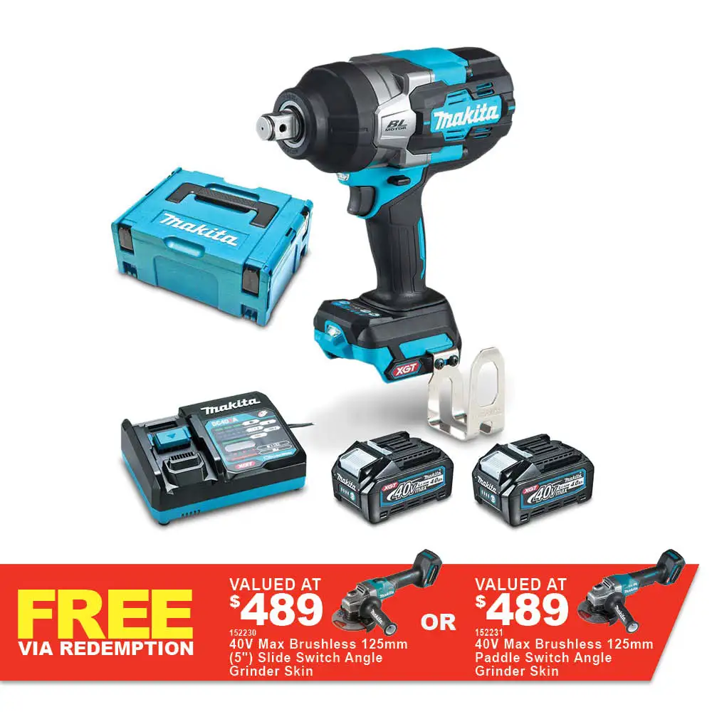 MAKITA 40V Max XGT Brushless 2 x 4.0Ah " Impact Wrench Kit TW001GM201