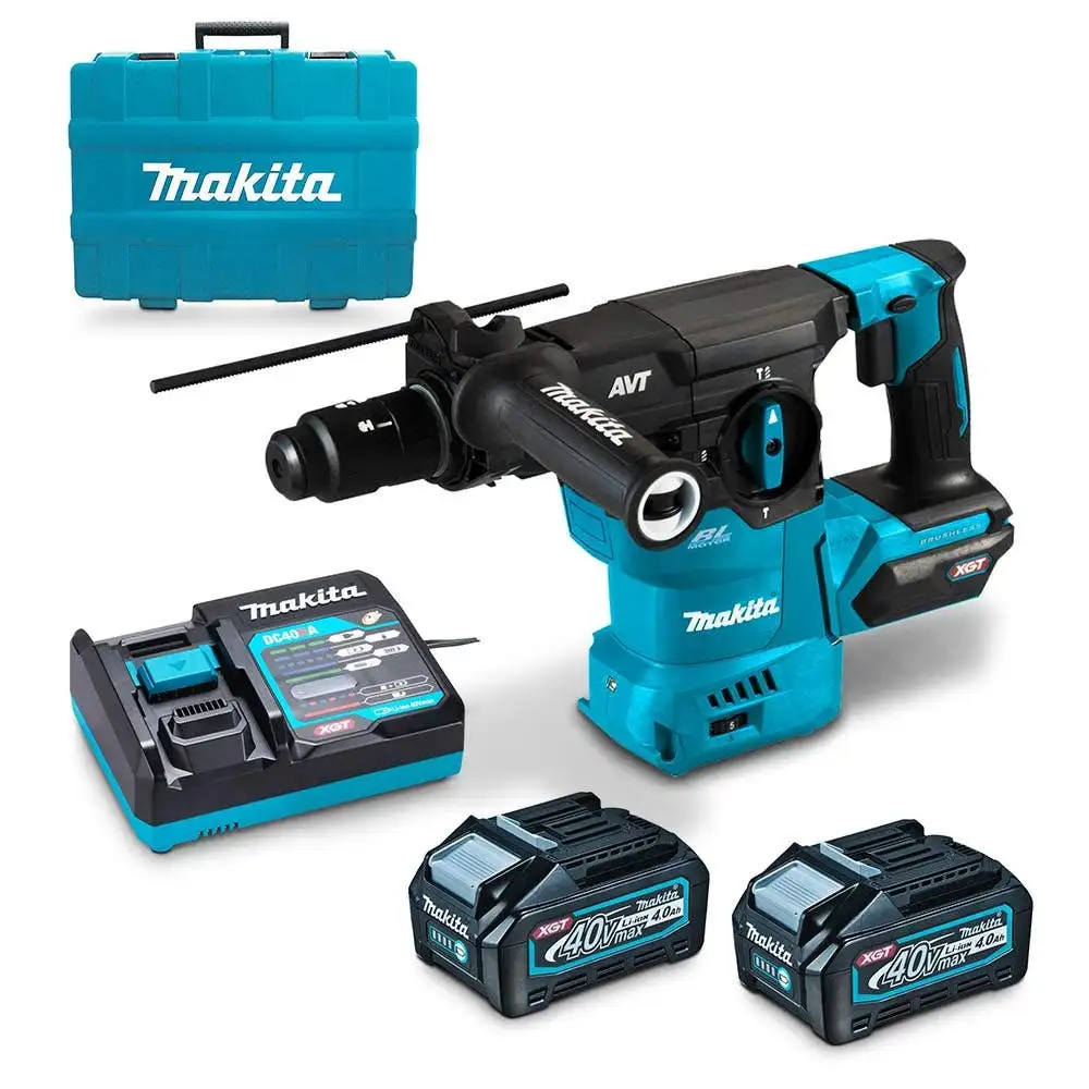 MAKITA 40V Max XGT Brushless 2 x 4.0Ah 30mm SDS Plus Rotary Hammer Kit HR009GM201