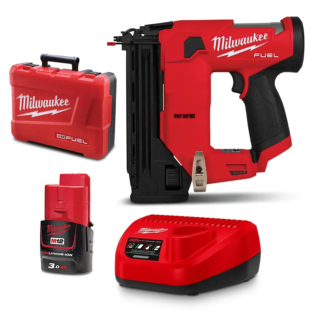 MILWAUKEE 12V 1 x 3.0Ah 18 Gauge Compact Brad Nailer Kit M12FCN18GS301C