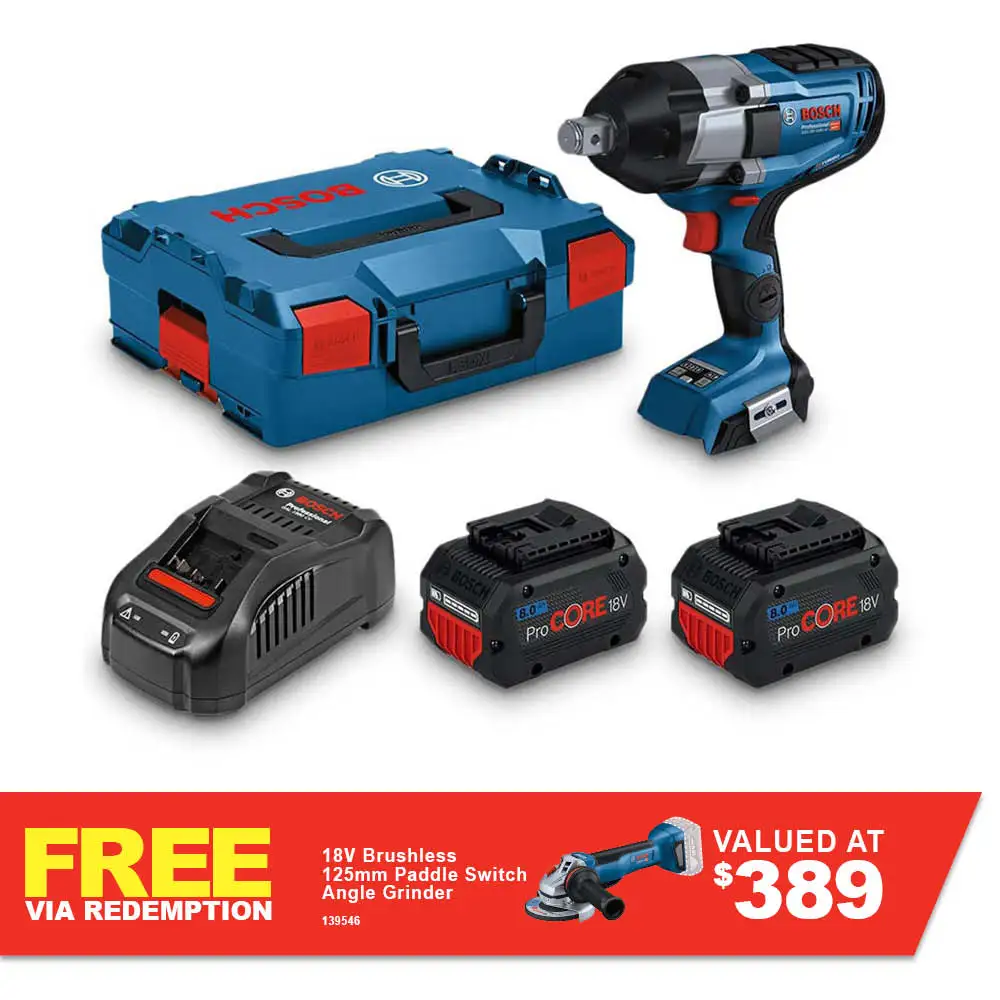 BOSCH 18V Brushless 2 x 8.0Ah 3/4" Impact Wrench Kit 0615990M67