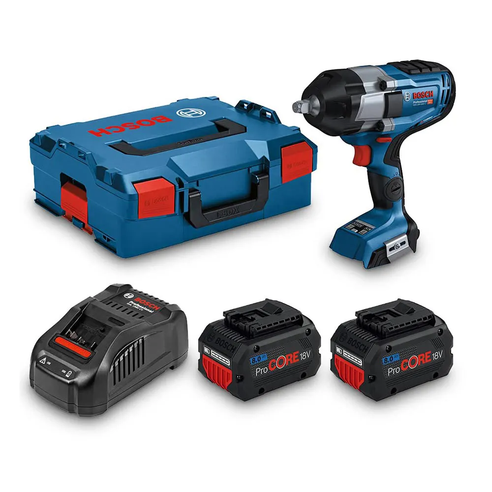 BOSCH 18V Brushless 2 x 8.0Ah 1/2" Impact Wrench Kit 0615990M65