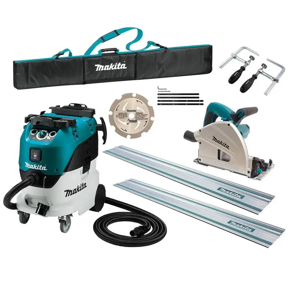 MAKITA 240V Plunge Cut Circular Saw & M-Class Industrial Dust Extraction Combo Kit SP6000JT2X-VC42MX2