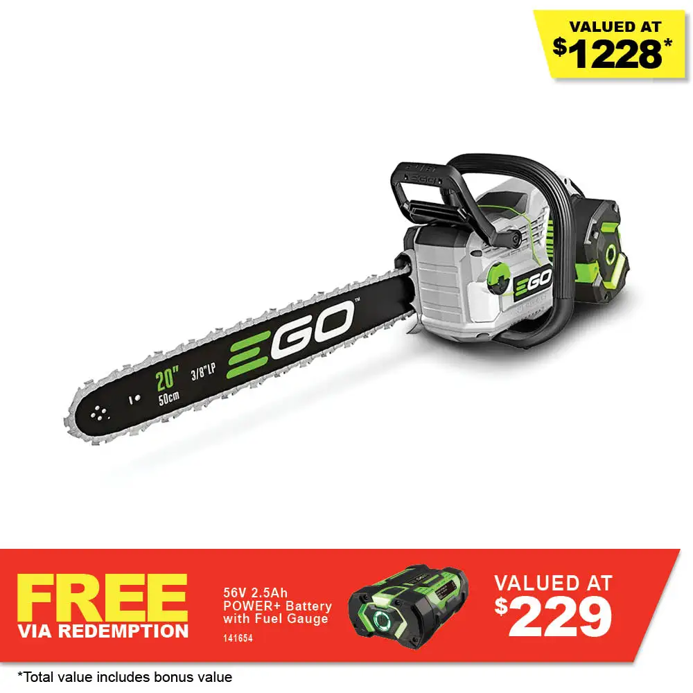 EGO 56V 1x7.5ah 500mm (20") Battery & Charger Chainsaw Kit CS2006E
