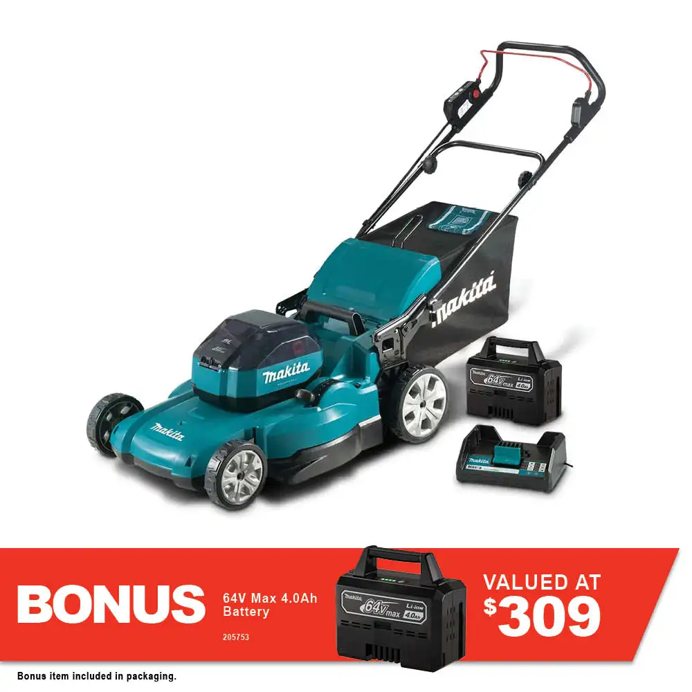 MAKITA 64V Max Brushless 1 x 4.0Ah 530mm Lawn Mower Kit LM002JM101-B