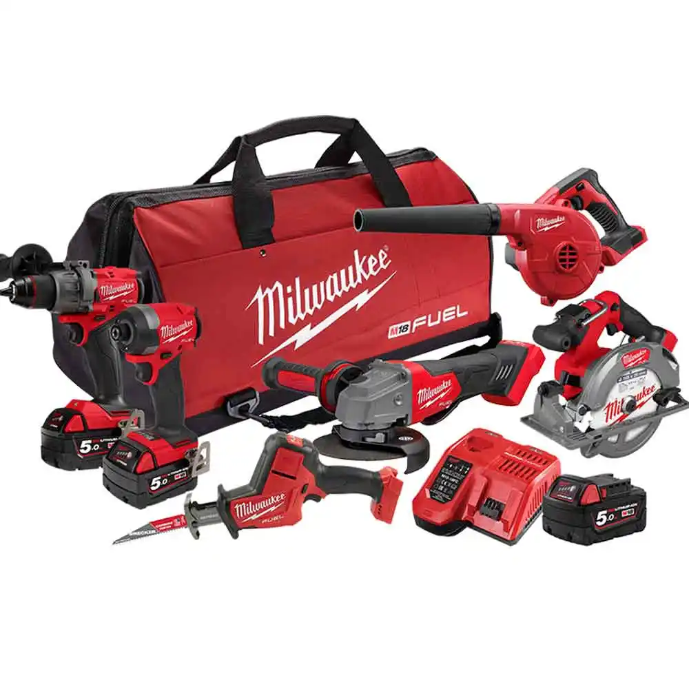 MILWAUKEE 18V FUEL 6 Piece 3 x 5.0Ah Combo Kit Power Pack M18FPP6A4503B