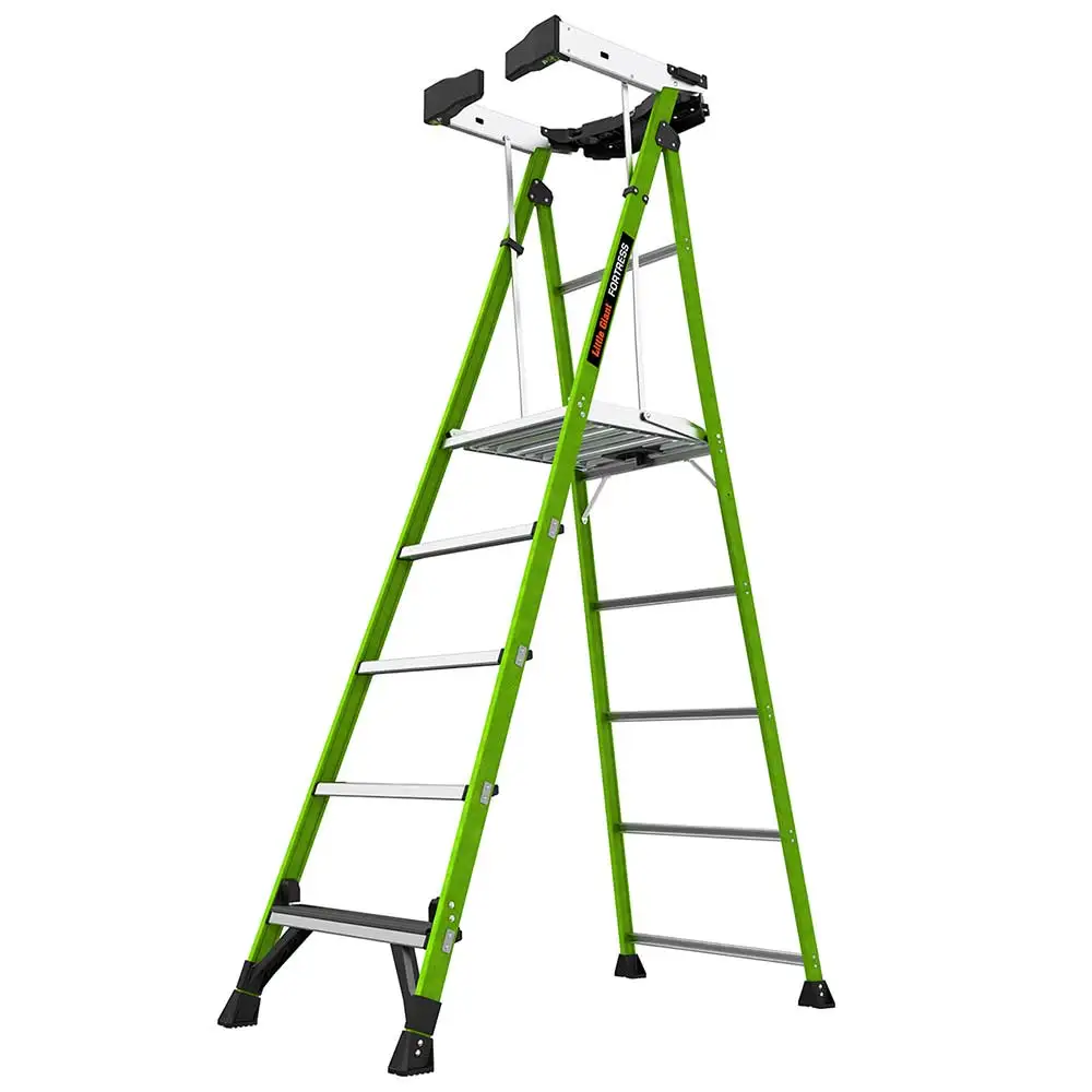 LITTLE GIANT FORTRESS 1.5m 150kg Fibreglass With Rail & Gate Platform Step Ladder 19305