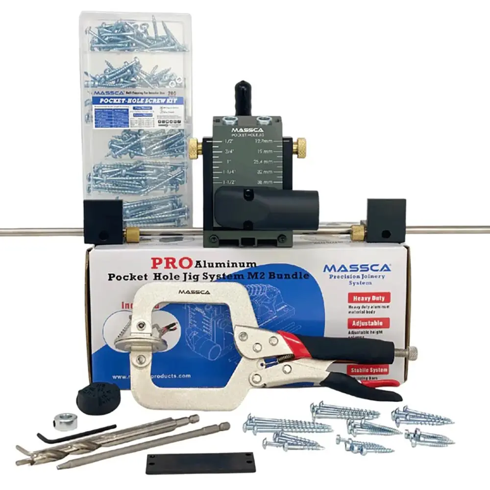 MASSCA M2 PRO Aluminum Pocket Hole Jig System Bundle MASX002PJ0NSJ