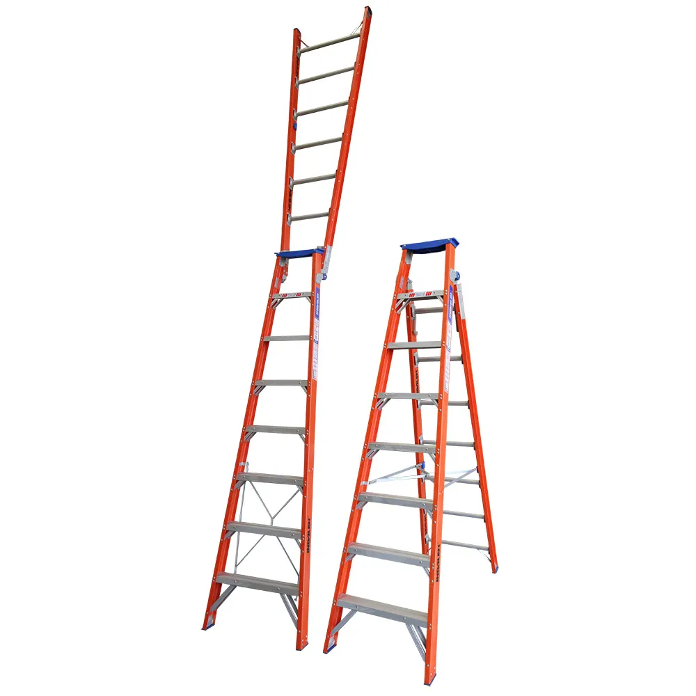 INDALEX 180kg Pro 2.4m - 4.4m Dual Purpose Fibreglass Ladder PRODPF8