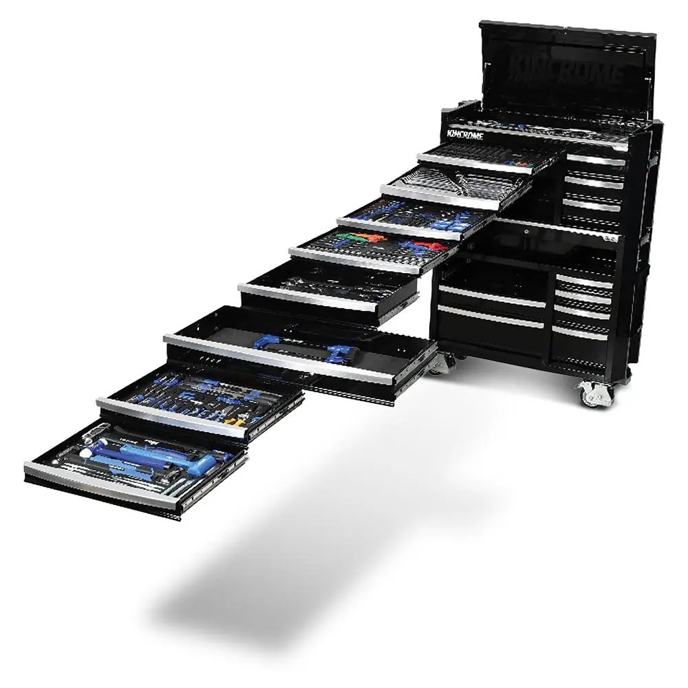 KINCROME Contour TFL Tool Trolley 595 Piece 17 Drawer Black P1826B