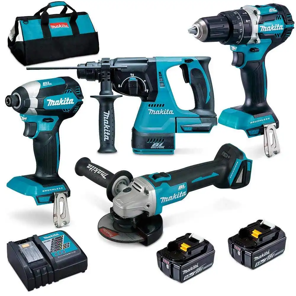 MAKITA 18V Brushless 4 Piece 2 x 5.0Ah Combo Kit DLX4102T