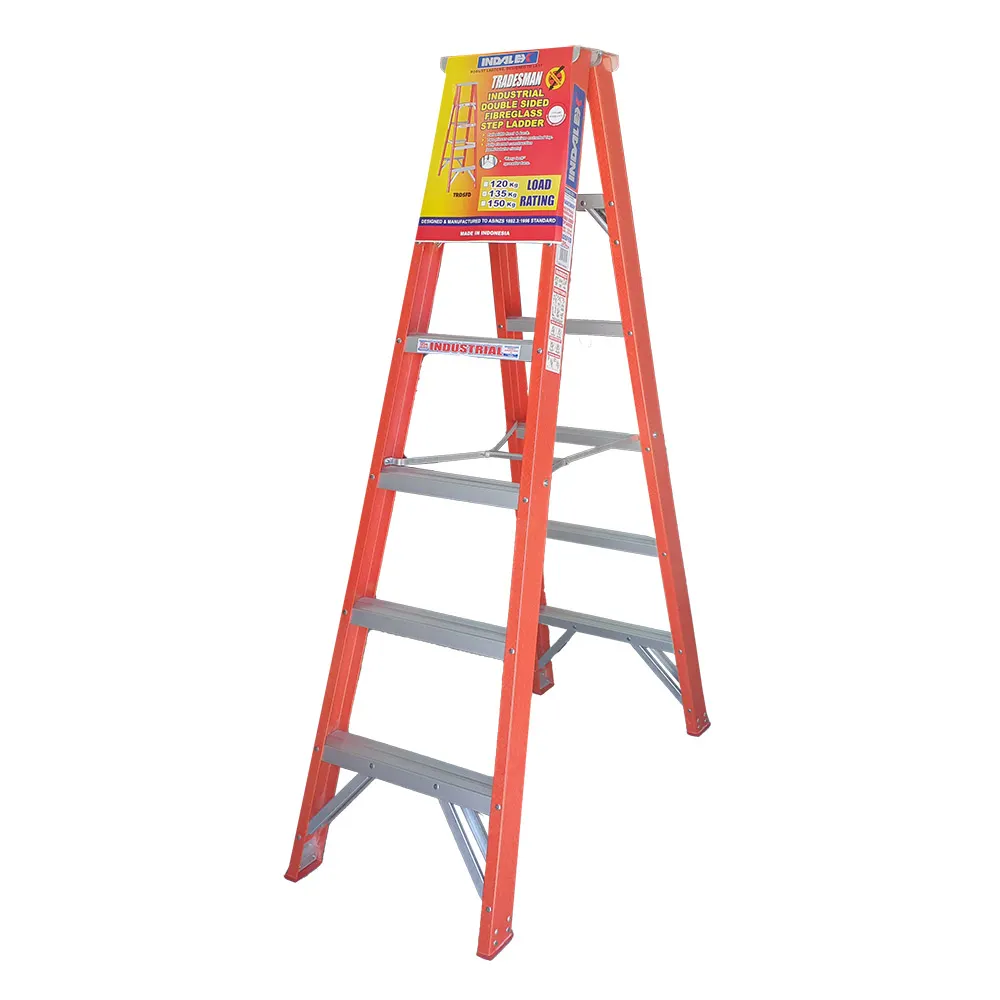 INDALEX 135kg Trade 1.8m Fibreglass Double Sided Step Ladder TRDSF6D
