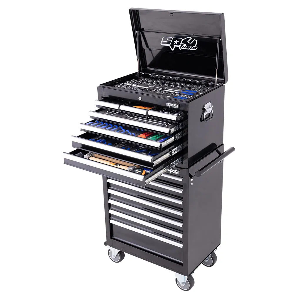 SP TOOLS 293 Piece 11 Drawer Custom Series Tool Trolley - Black SP50125