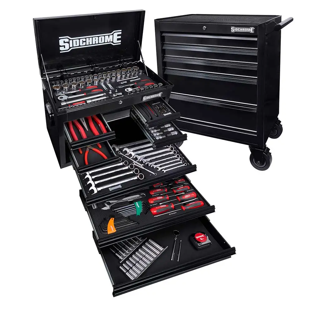 SIDCHROME 13 Drawer Black Metallic Hyper Colour Series Met/AF Tool Kit - 204 Piece SCMT10160HB