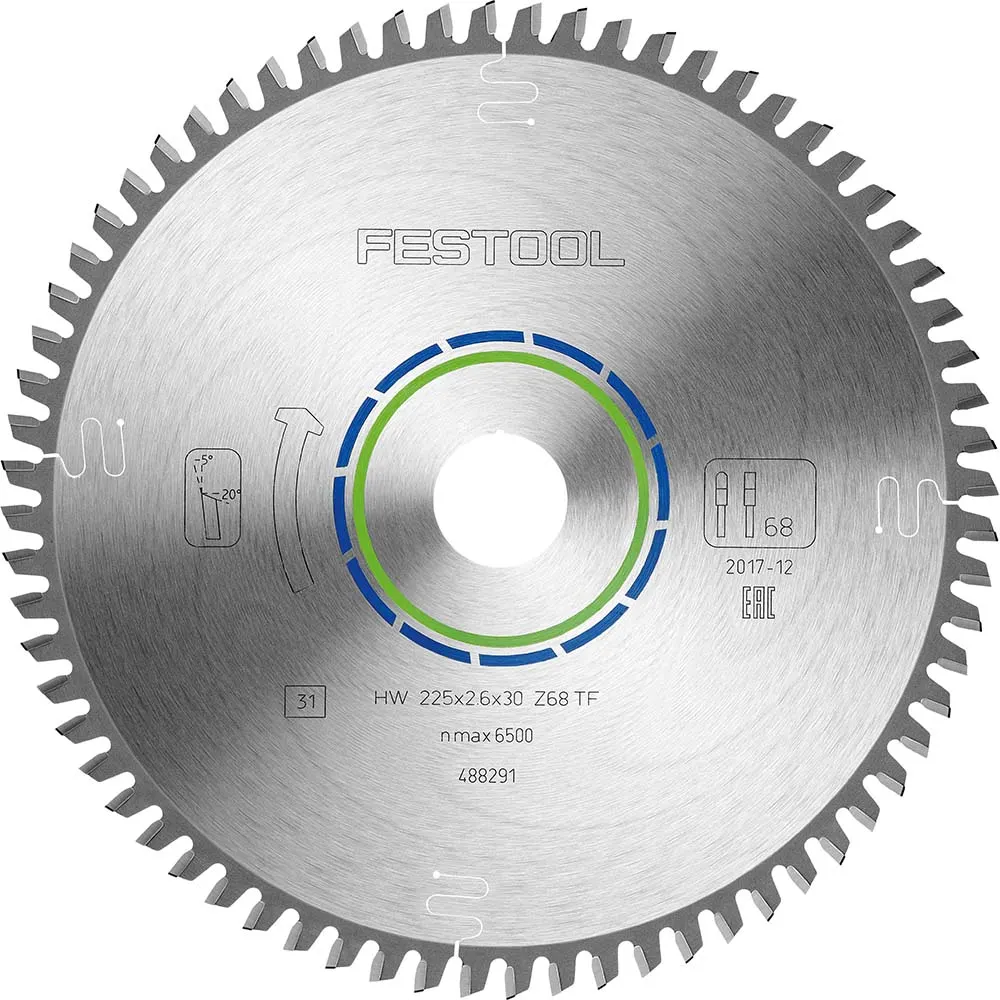 FESTOOL 225mm 68T TCT Circular Blade for Non-Ferrous Metal Cutting