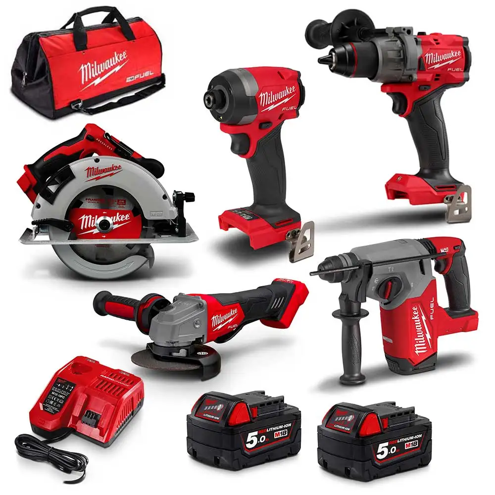 MILWAUKEE 18V FUEL 5 Piece 2 x 5.0Ah Combo Kit Power Pack M18FPP5A3502B
