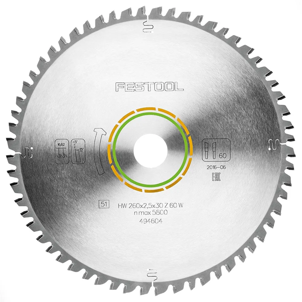 FESTOOL 260mm 60T TCT Circular Saw Blade for Wood Cutting