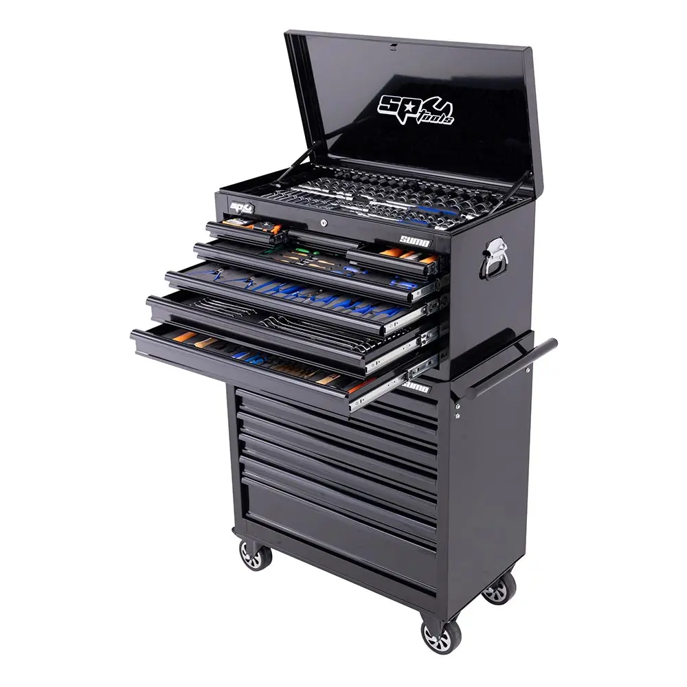 SP TOOLS Metric/Sae Tool Kit Black 14 Drawer - 417 Piece SP50175X