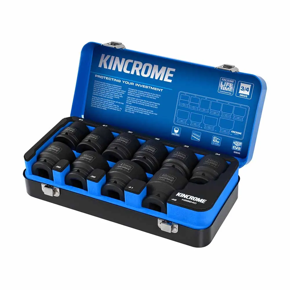 KINCROME Impact 3/4" Drive Socket Set Metric 10 Piece K28240