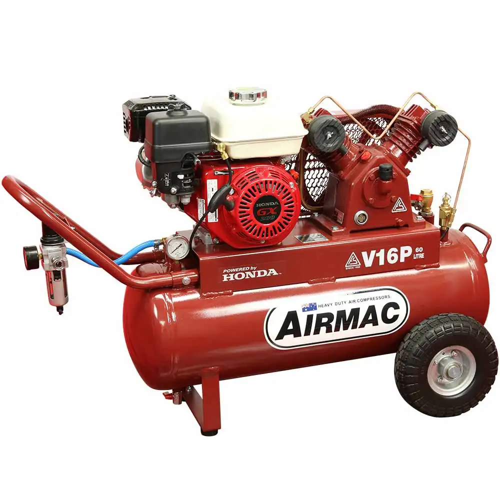 AIRMAC 6.5hp 60l 195 L/Min Honda Petrol Air Compressor AM V16P-H