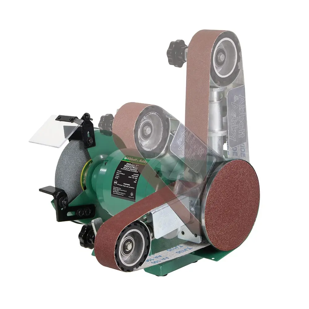 ABBOTT & ASHBY 8inch Industrial Bench Grinder w. 362 Linishing Attachment AA362W8