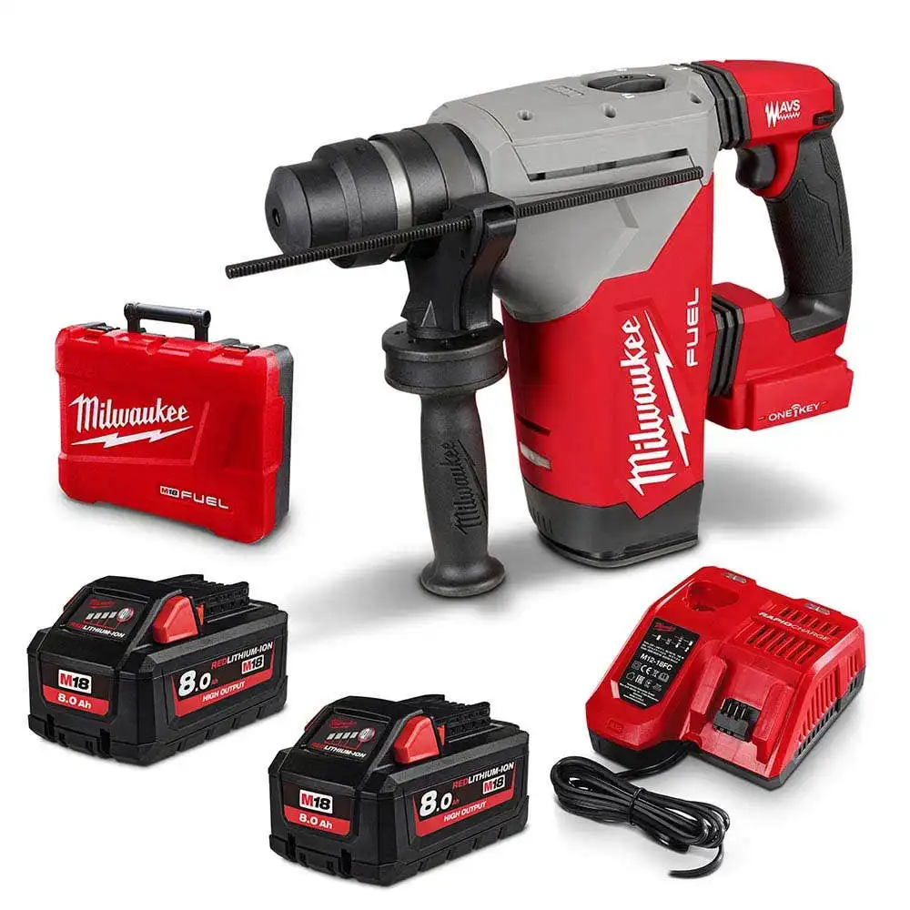 MILWAUKEE 18V FUEL 2 x 8.0Ah SDS Plus Rotary Hammer W/ One-Key Kit M18FHP-802C