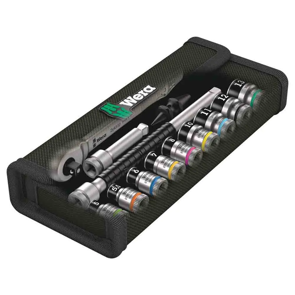WERA 8100 SA 12 HF Zyklop Metal Ratchet Set w/ Switch Lever 1/4" Drive Metric - 13 Piece WER003756