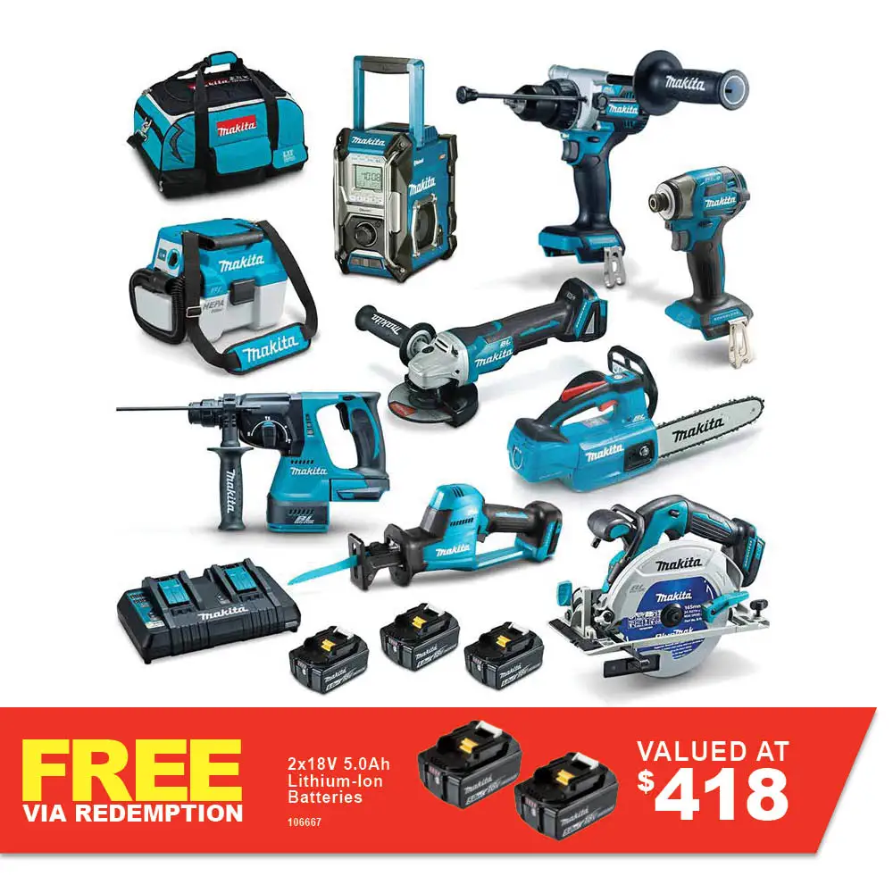 MAKITA 18V Brushless 9 Piece 3 x 6.0AH Combo Kit DLX9014GX1