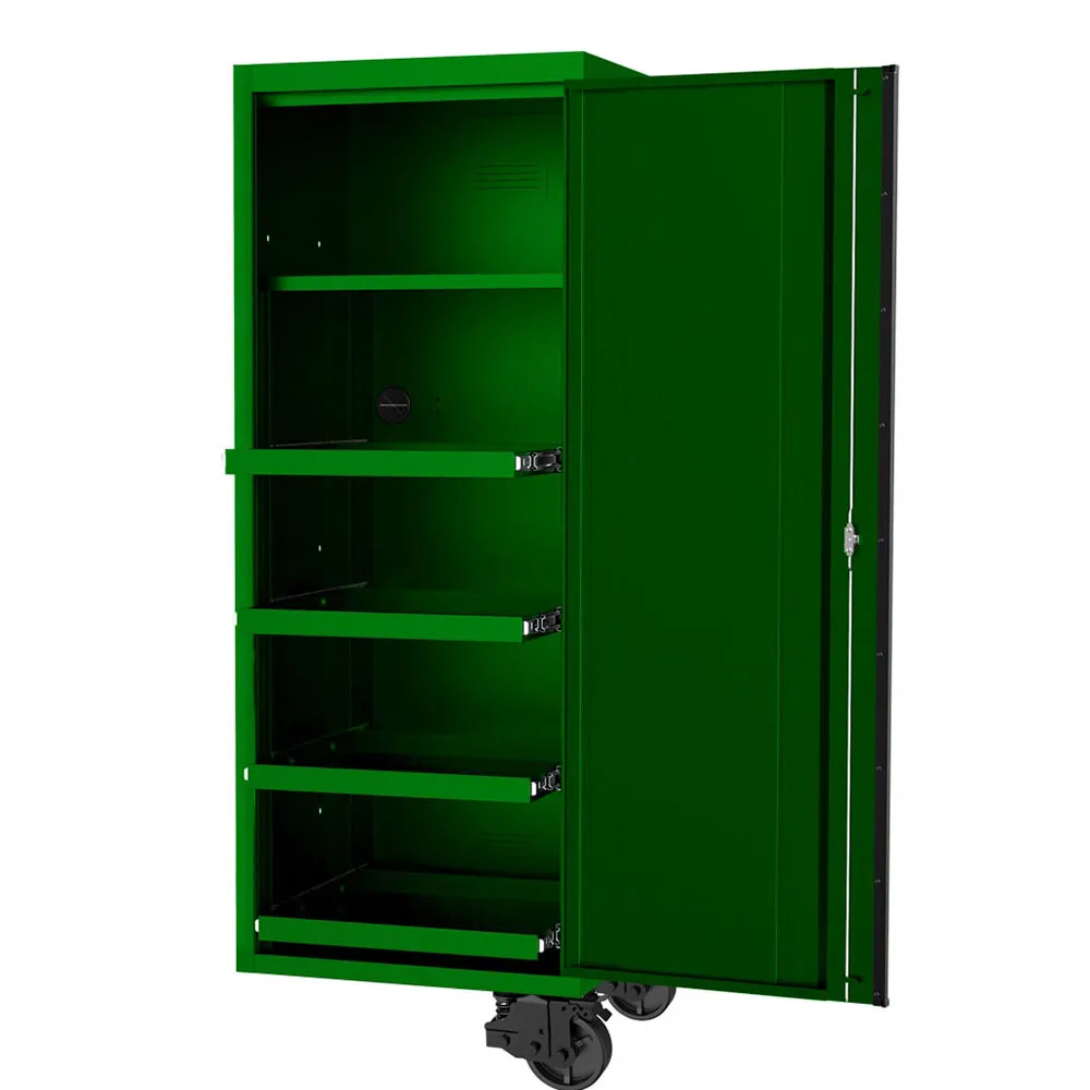 SP TOOLS 27inch USA Sumo Series Side Cabinet - 4 Roller Shelves & 1 Fixed Shelf - Green/Black SP44880G