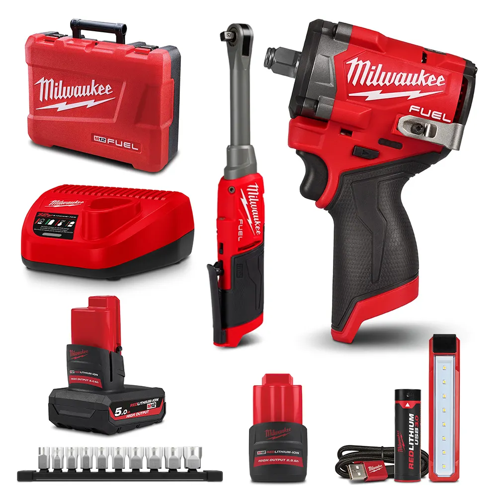 MILWAUKEE 12V 3 Piece 1 X 2.5ah/5ah Combo Kit Power Pack M12FPP3D25252C