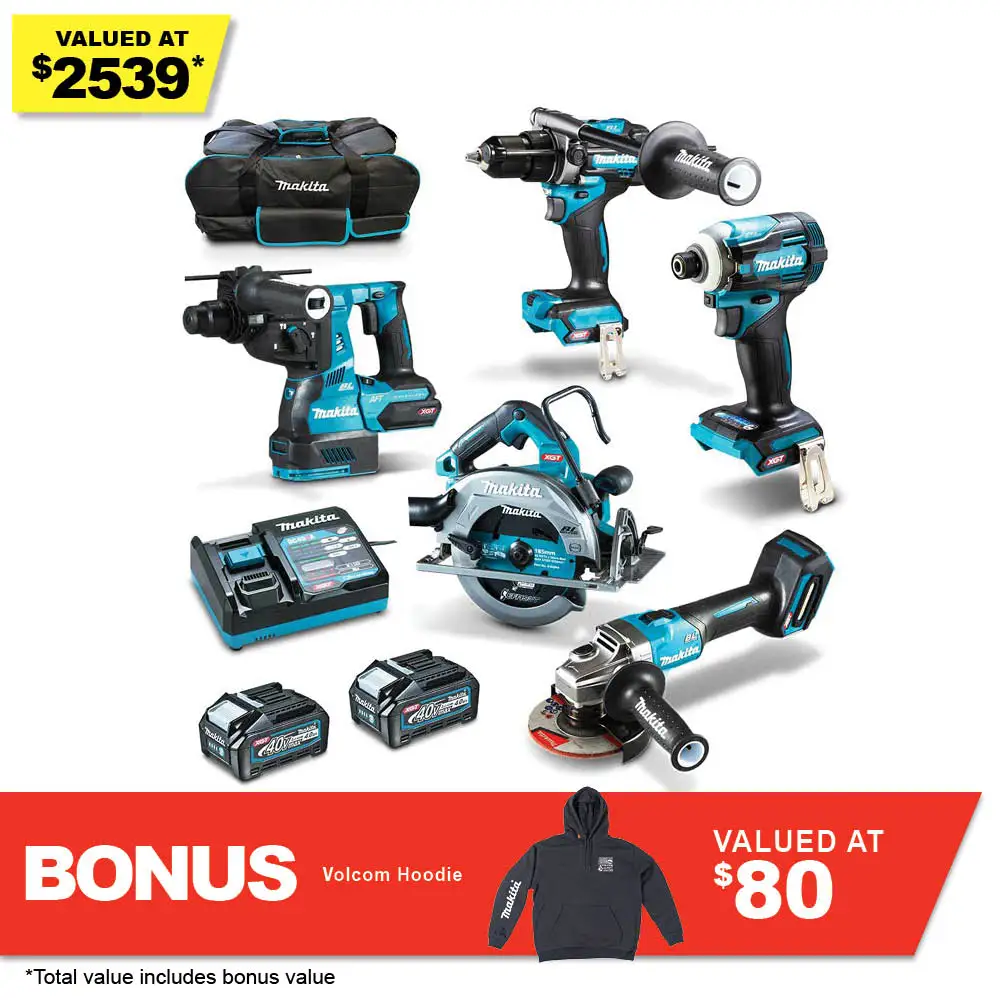 MAKITA 40V Max XGT Brushless 5 Piece 2 x 4.0Ah Combo Kit DK0144G502