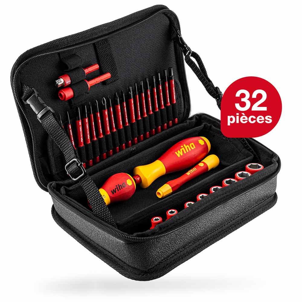 WIHA VDE Drivers In Nylon Zip Case Electricians Tool Kit - 31 Piece 43465