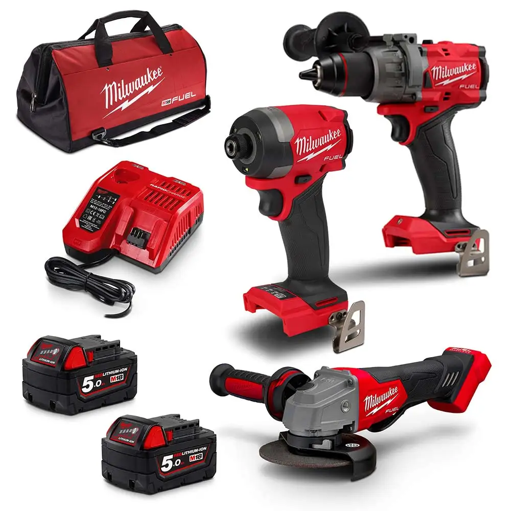 MILWAUKEE 18V FUEL 3 Piece 2x5.0Ah Combo Kit Power Pack M18FPP3A3B502B