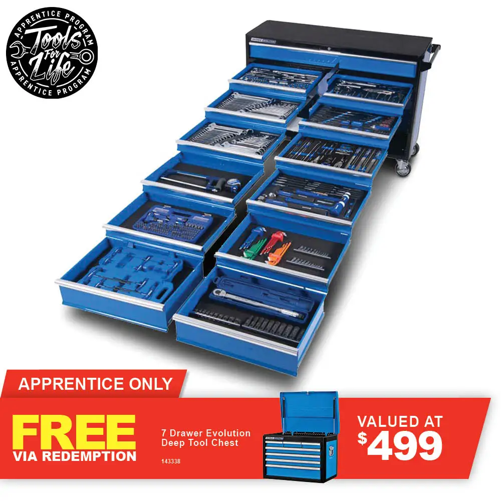 KINCROME Evolution TFL Tool Trolley 494 Piece 13 Drawer Extra Wide w. Trolley P1730