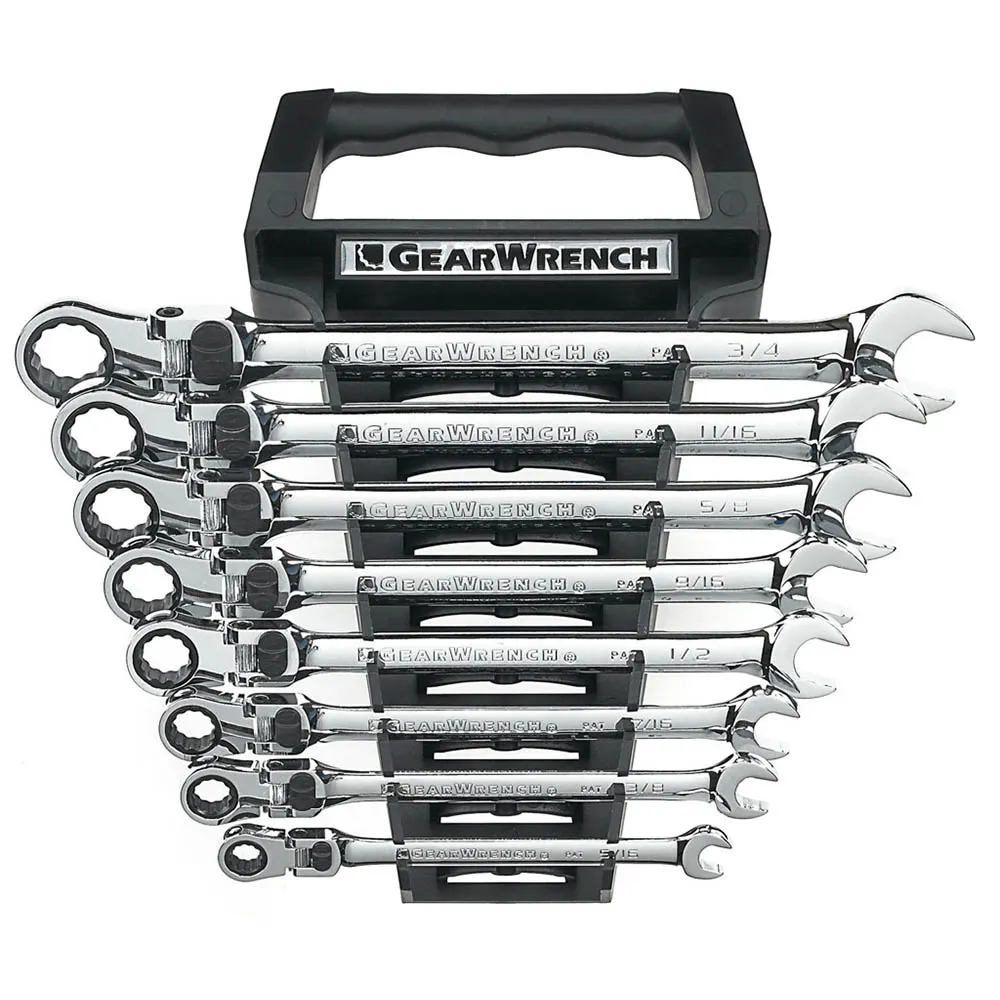 GEARWRENCH 8 pcs 12 Point SAE XL Locking Flex Ratcheting Wrench Set 85798